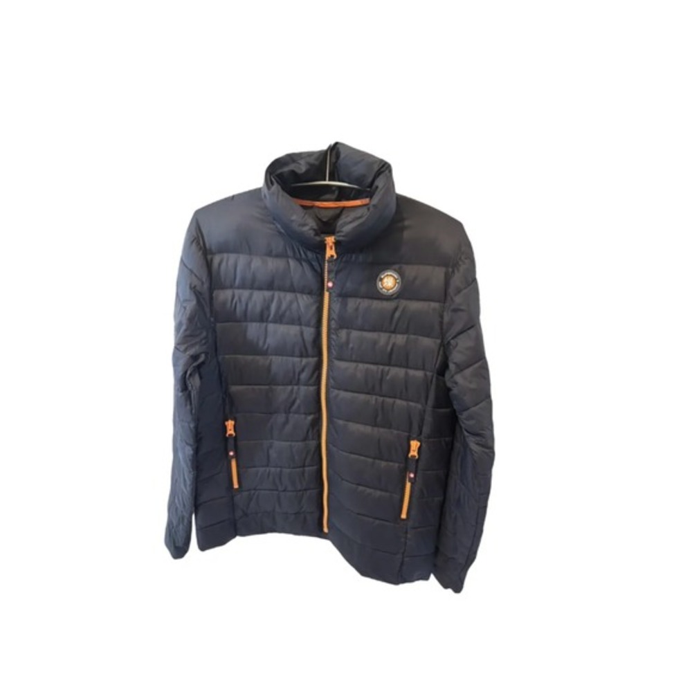 Superdry Jacket Puffer Coat Black Full Zip Lightweight‎